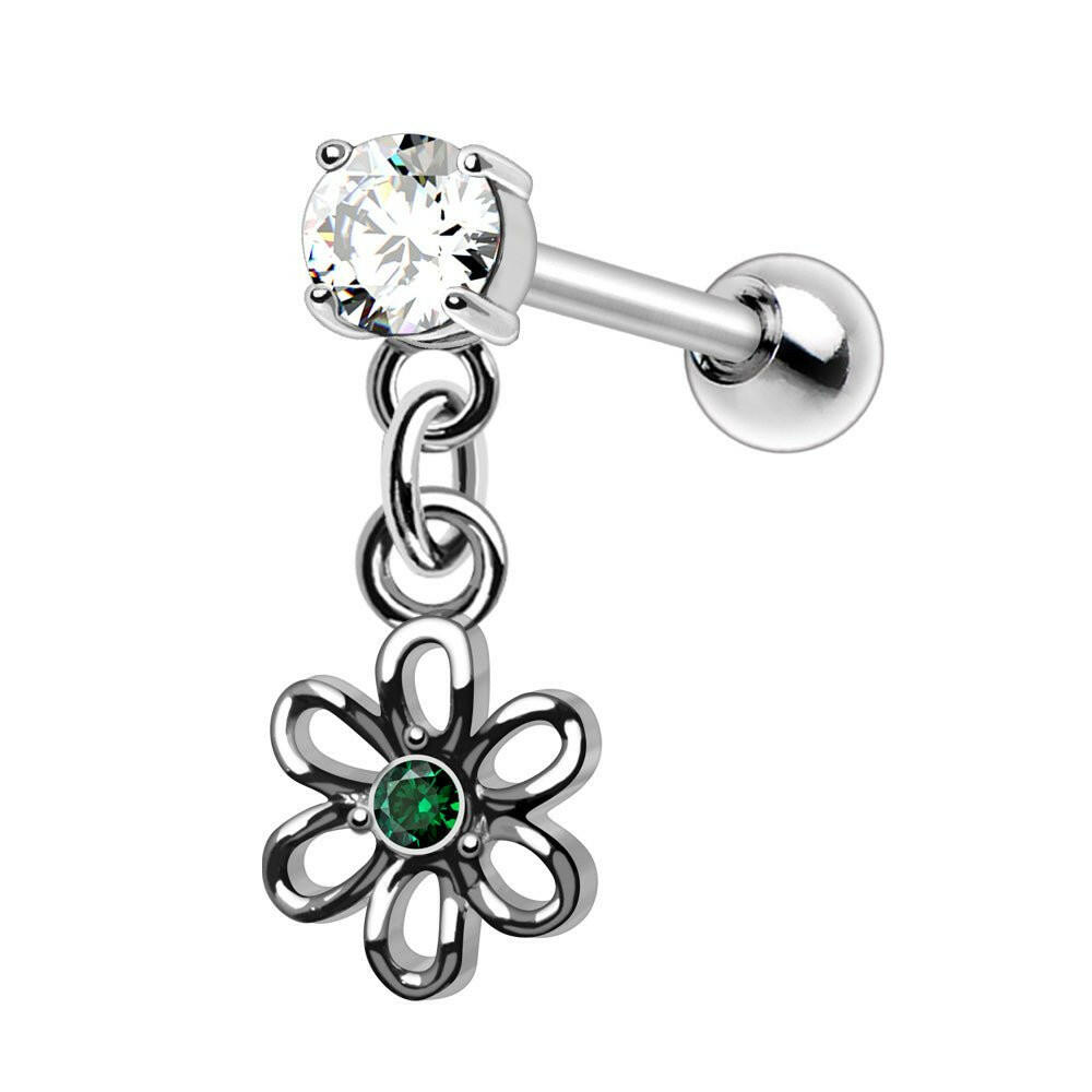 Stainless Steel Cartilage Earring with Flower Dangle Cartilage Impulse Piercings