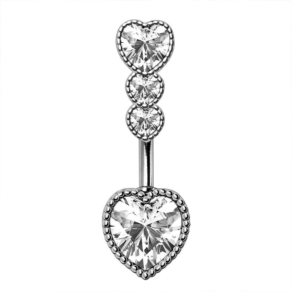 Elegant Cascading Heart Navel Ring in Durable 316L Stainless Steel Navel Ring Impulse Piercings