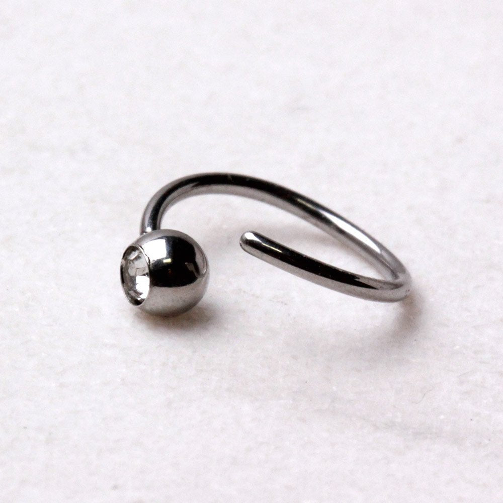 316L Stainless Steel CZ Ball Nose Hoop Ring - Skin Metals
