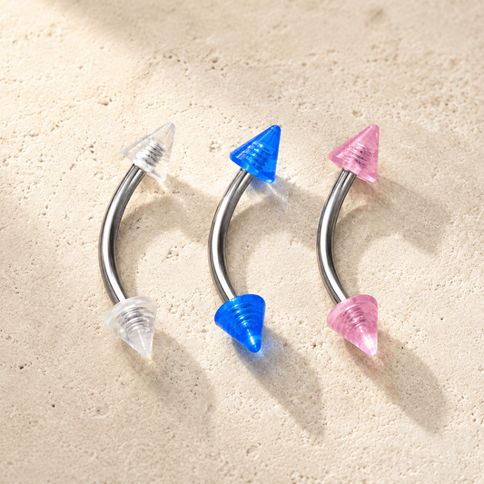 316L Stainless Steel Eyebrow Ring with UV Acrylic Spikes