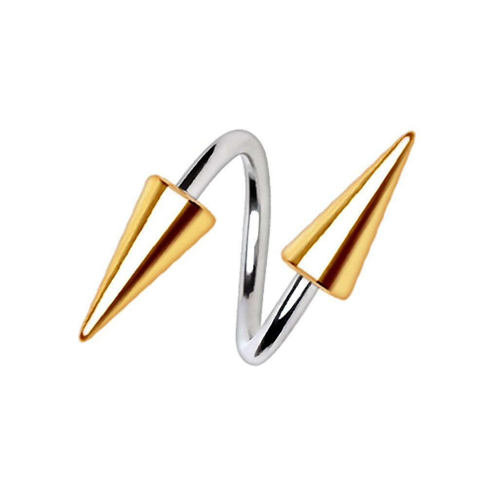Stainless Steel Gold Plated Spike Twist Twist Impulse Piercings 4x6mm