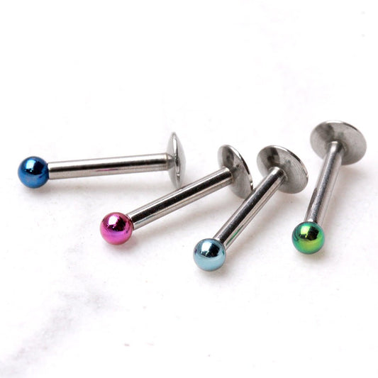 316L Stainless Steel Internally Threaded Labret with PVD Ball - Skin Metals