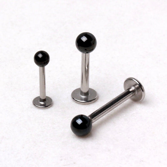 316L Stainless Steel Labret with Black PVD Plated Ball - Skin Metals