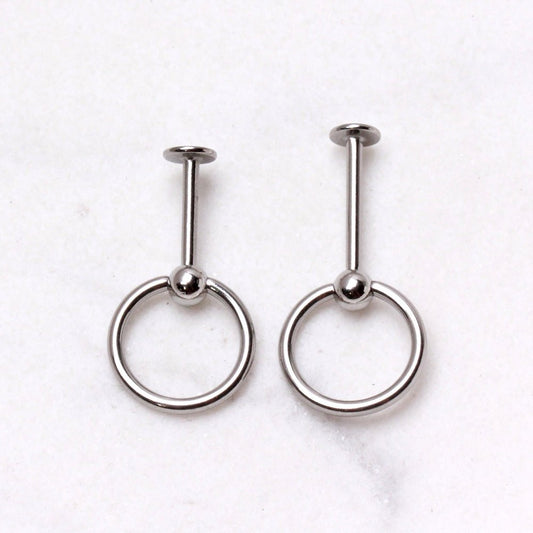 316L Stainless Steel Labret with Slave Ring Ball - Skin Metals