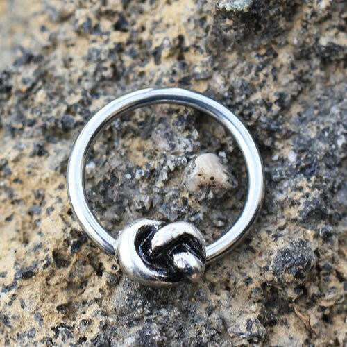 Stainless Steel Love Knot Captive Bead Ring / Septum Ring Captive Bead Impulse Piercings