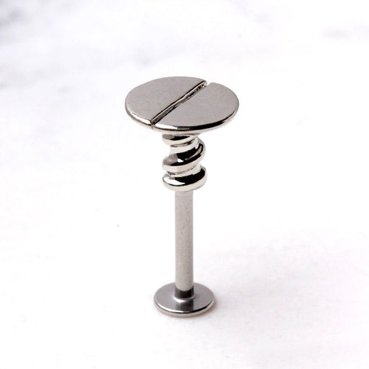 316L Stainless Steel Nail Screw Top Labret - Skin Metals