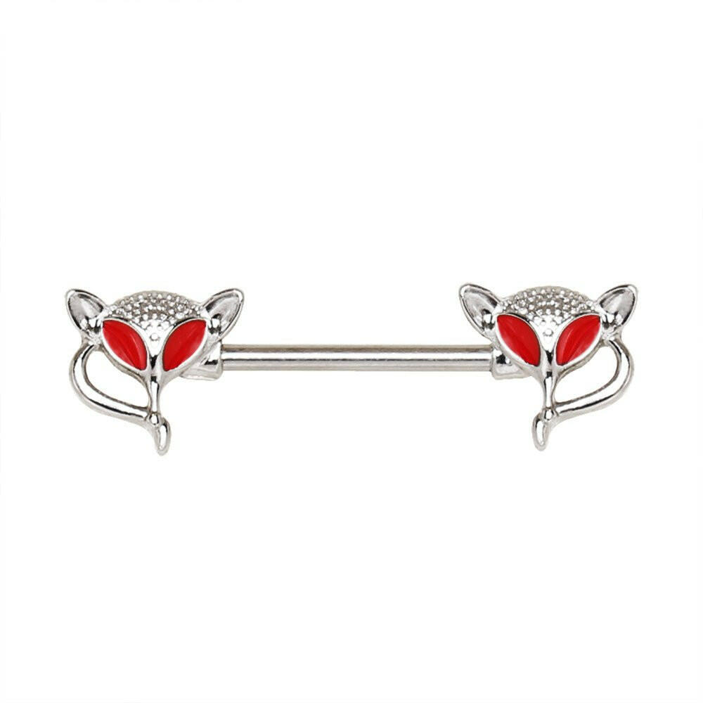 Stainless Steel Red Eye Fox Nipple Bar Nipple Ring Impulse Piercings