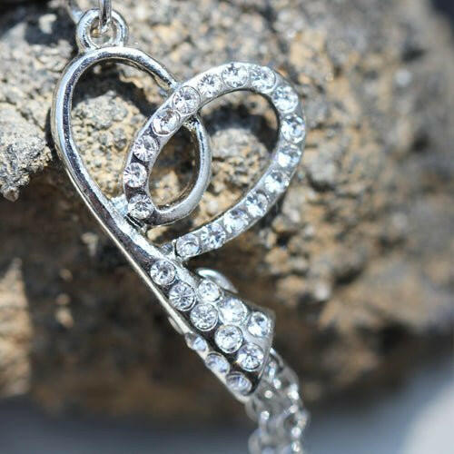 Stainless Steel Ribbon Heart Dangle Navel Ring Navel Ring Impulse Piercings