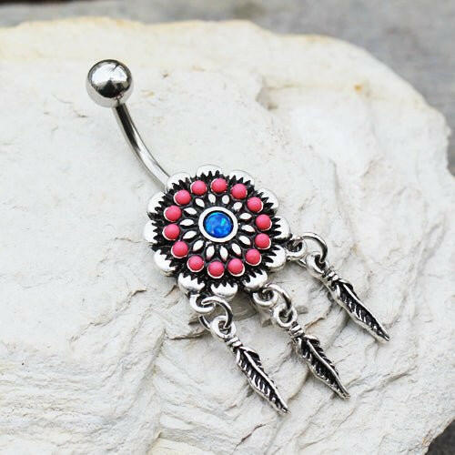 Stainless Steel Synthetic Opal Dream Catcher Navel Ring Navel Ring Impulse Piercings