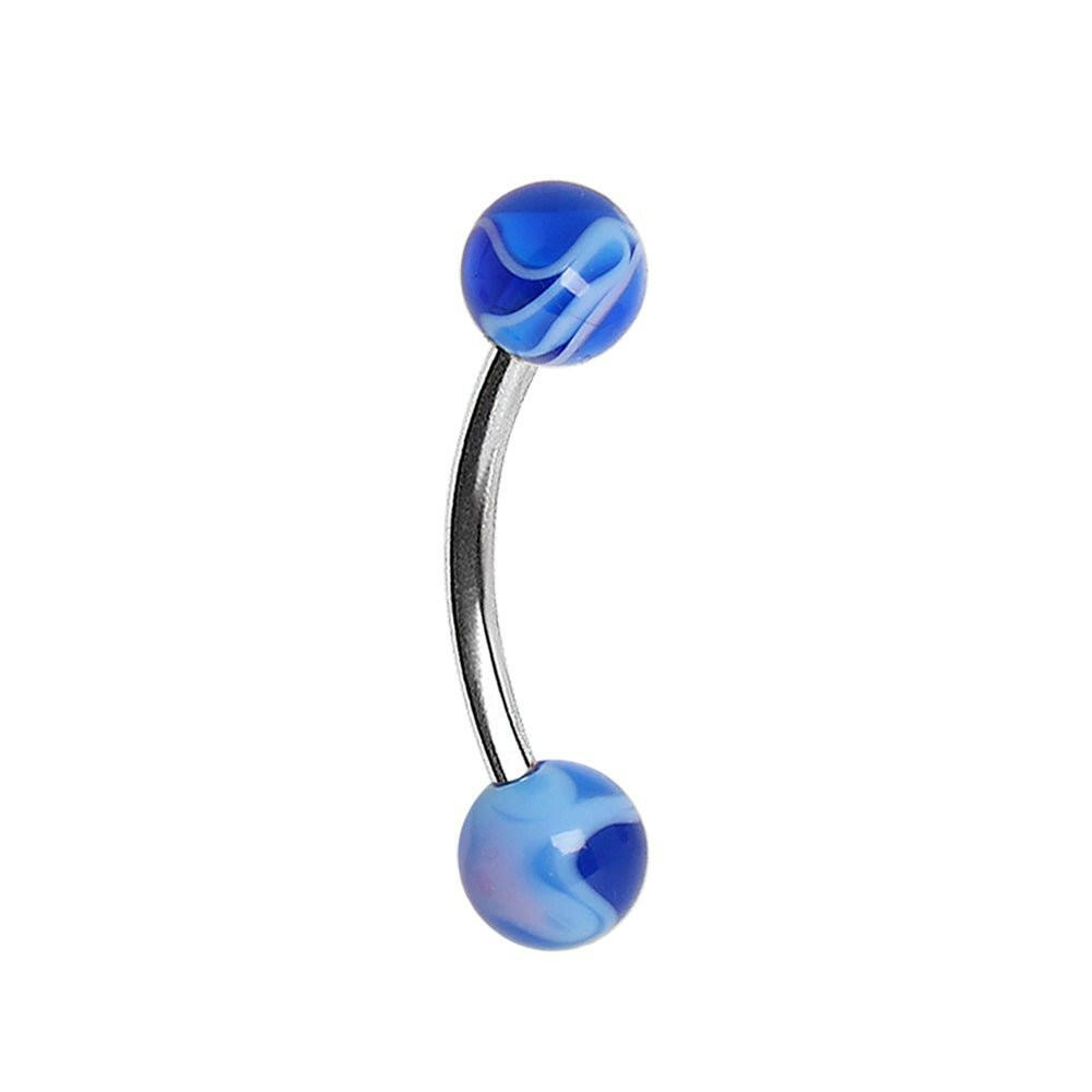 316L Surgical Steel Curved Barbell with UV Marble Balls Barbell Skin Metals