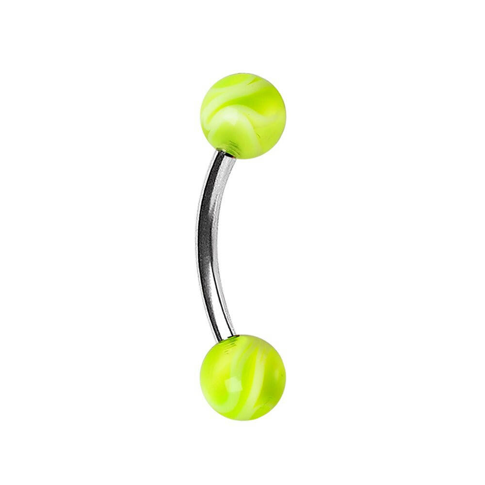 316L Surgical Steel Curved Barbell with UV Marble Balls Barbell Skin Metals
