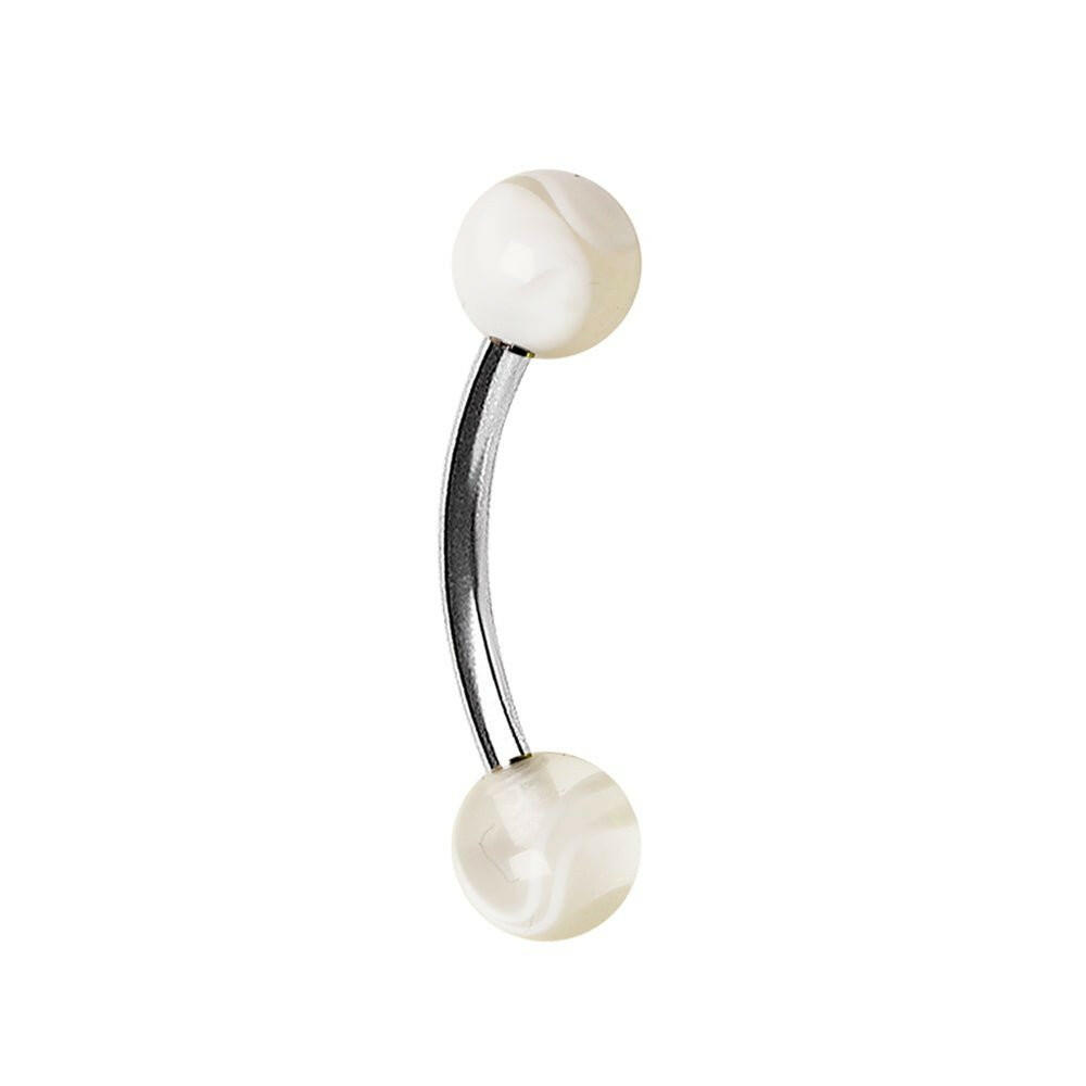 316L Surgical Steel Curved Barbell with UV Marble Balls Barbell Skin Metals