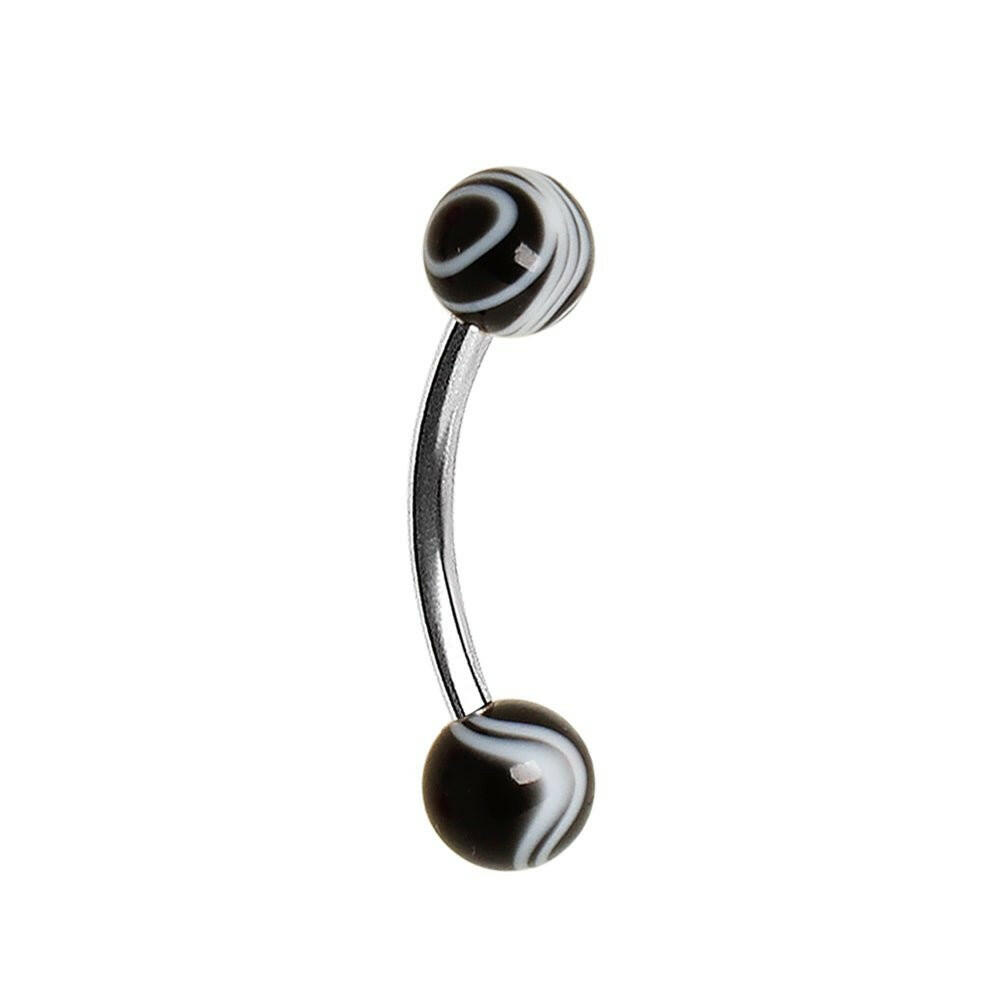 316L Surgical Steel Curved Barbell with UV Marble Balls Barbell Skin Metals