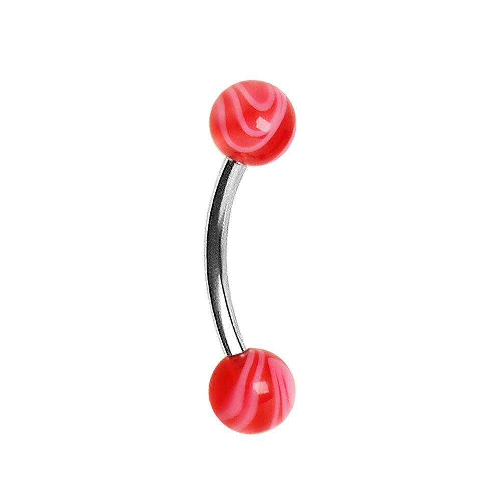 316L Surgical Steel Curved Barbell with UV Marble Balls Barbell Skin Metals