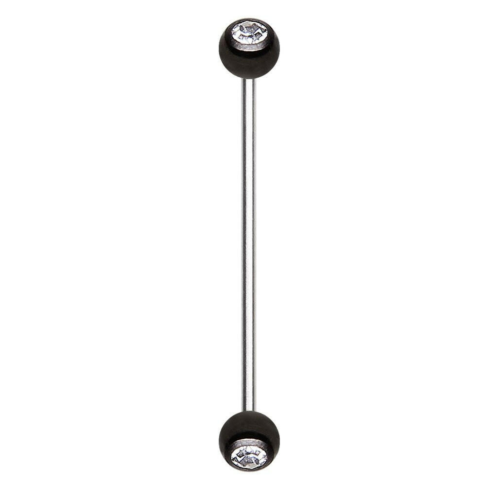 316L Surgical Steel Industrial Barbell with PVD Plated Gemmed Ball Industrial Barbell Skin Metals 4mm