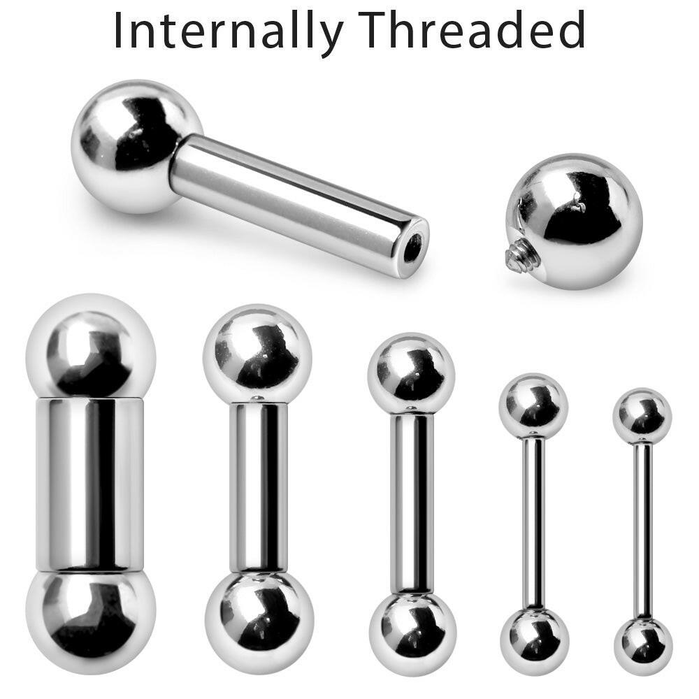 316L Surgical Steel Internally Threaded Industrial Barbell Industrial Barbell Skin Metals