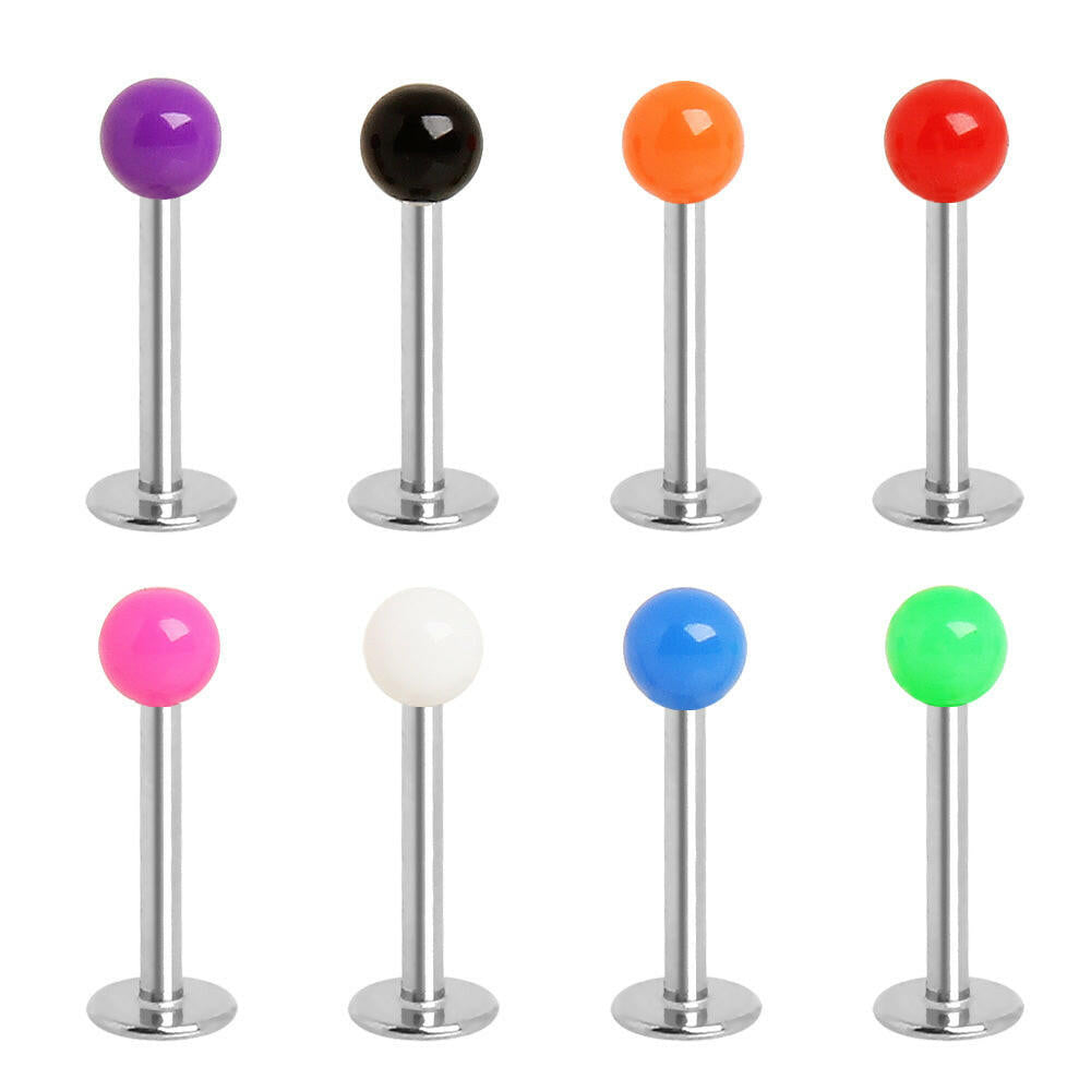 316L Surgical Steel Labret with Solid UV Ball