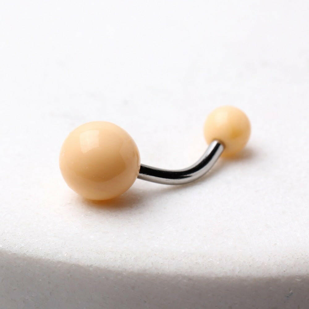 316L Surgical Steel Navel Ring with Nude Acrylic Balls Navel Ring Impulse Piercings