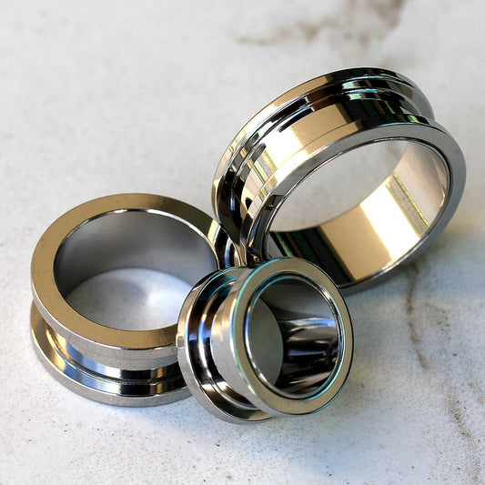 316L Surgical Steel Screw Fit Tunnel Plug Up to 2" — Sold as Pair - Skin Metals