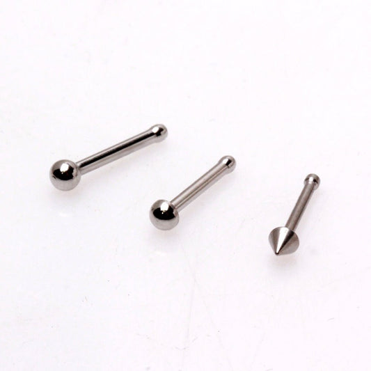 316L Surgical Steel Stud Nose Ring with One Ball, Dome, Spike - Skin Metals