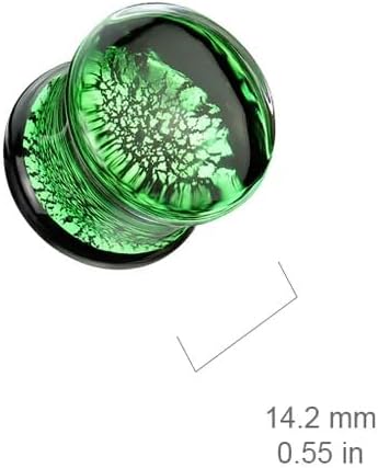 Green Crackle Double Flare Glass Plug Plugs Skin Metals