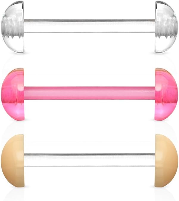 Acrylic Flexible Barbell w/ Acrylic Half Ball Barbell Skin Metals