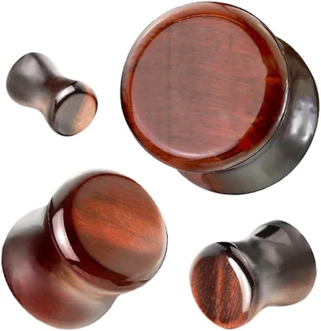 Red Tiger Eye Double Flare Semi Precious Stone Plug Plugs Skin Metals
