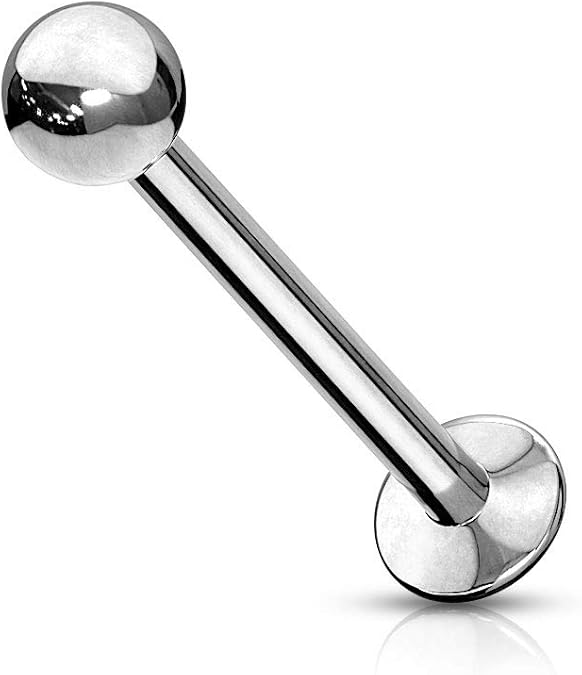 Push In Top Ball 316L Surgical Steel Threadless Labret, Monroe, Flat Back Stud With 3mm Convex Base Labret Skin Metals