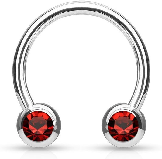 Front Facing Jewel Set Balls IP Over 316L Surgical Steel Circular/Horseshoes For Nipple, Septum and Ear Cartilage Piercings Horseshoe Skin Metals