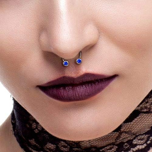 Front Facing Jewel Set Balls IP Over 316L Surgical Steel Circular/Horseshoes For Nipple, Septum and Ear Cartilage Piercings Horseshoe Skin Metals