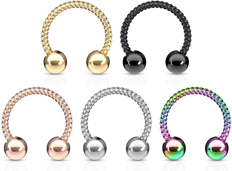 Twisted Rope 316L Surgical Steel Circular Barbell/Horseshoe Horseshoe Skin Metals