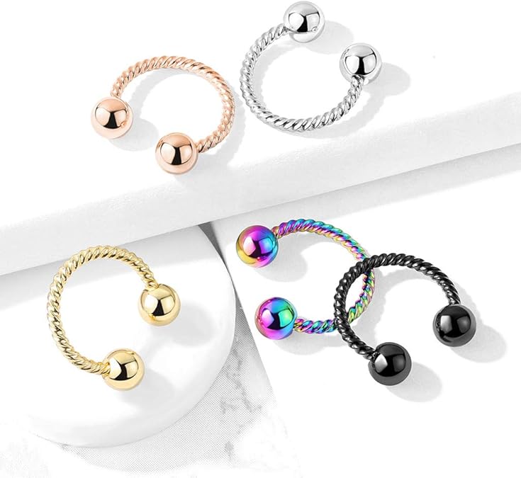 Twisted Rope 316L Surgical Steel Circular Barbell/Horseshoe Horseshoe Skin Metals