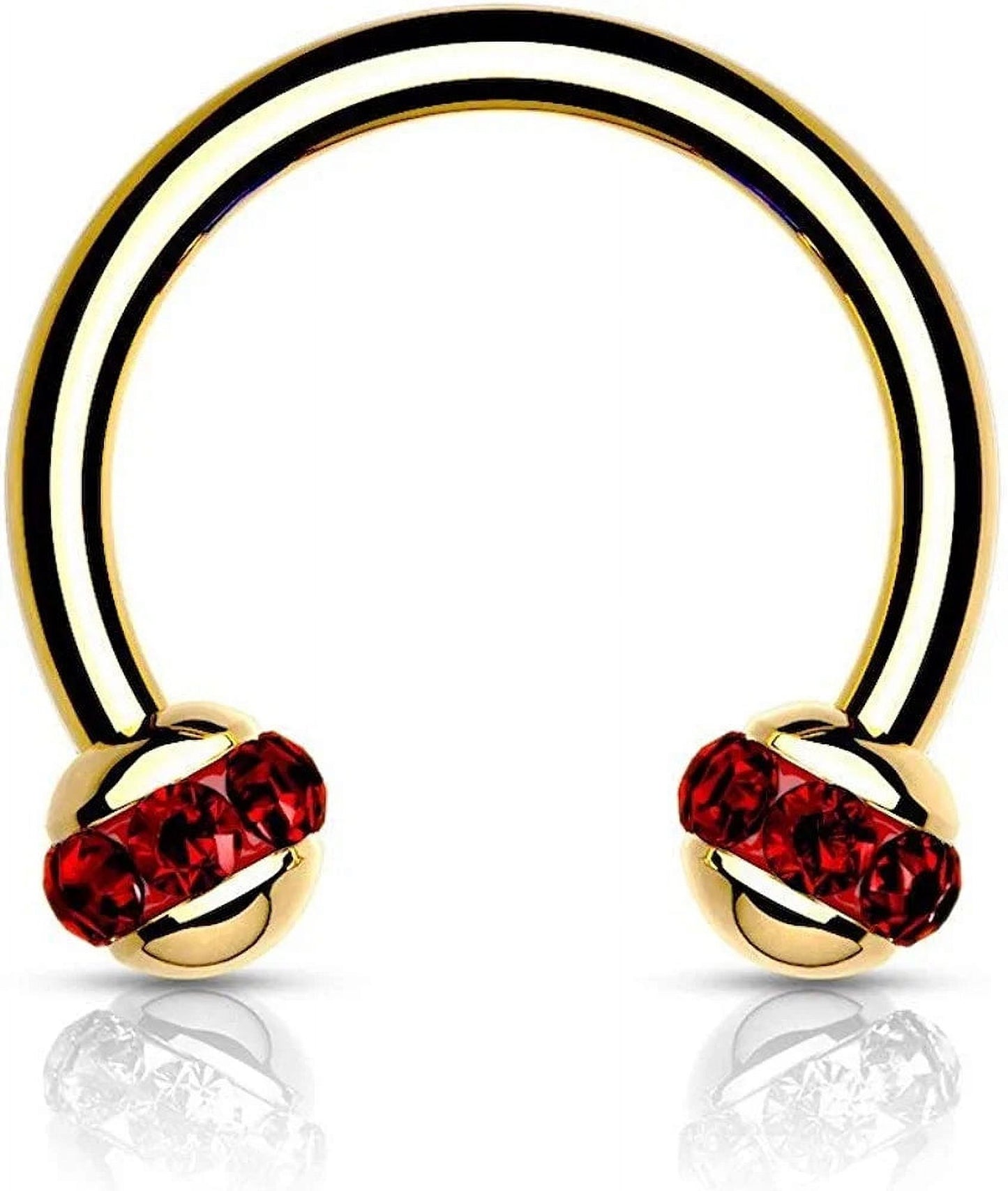 Crystals Paved Around ball Gold PVD Over 316L Surgical Steel Horseshoes for Ear Cartilage, Daith, Eyebrow, Nose Septum and More Horseshoe Skin Metals