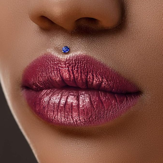 CZ Prong Set Top Internally Threaded 316L Surgical Steel Labret, Flat Back Studs For Lip, Chin, Nose and More Labret Skin Metals