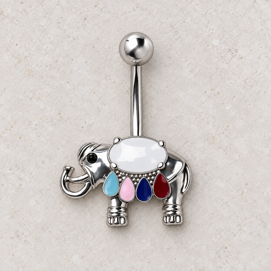 Stainless Steel Festive Elephant Navel Ring