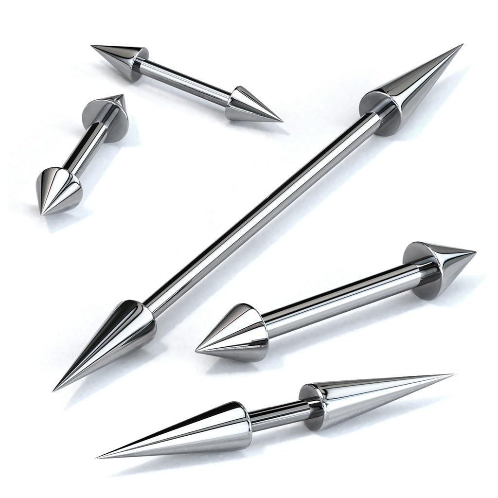 Spike On Both Sides 316L Surgical Steel Barbell Barbell Skin Metals