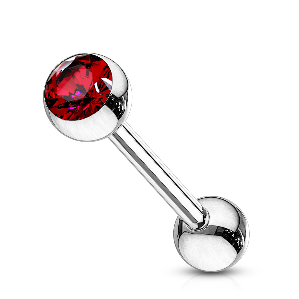 Implant Grade Titanium Internally Threaded Nipple Barbell With Pressed Fit CZ Set Ball Ends Nipple Barbell Skin Metals