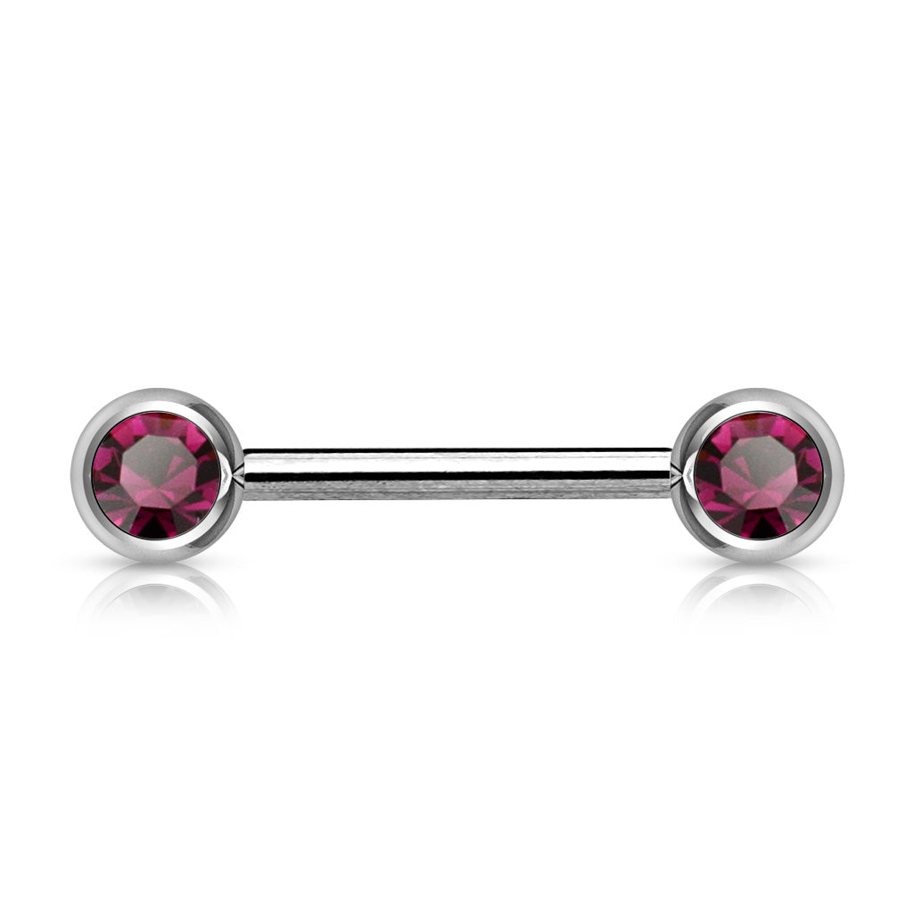 Double Front Facing Gem 316L Surgical Steel Barbell/Nipple Bar Barbell Skin Metals