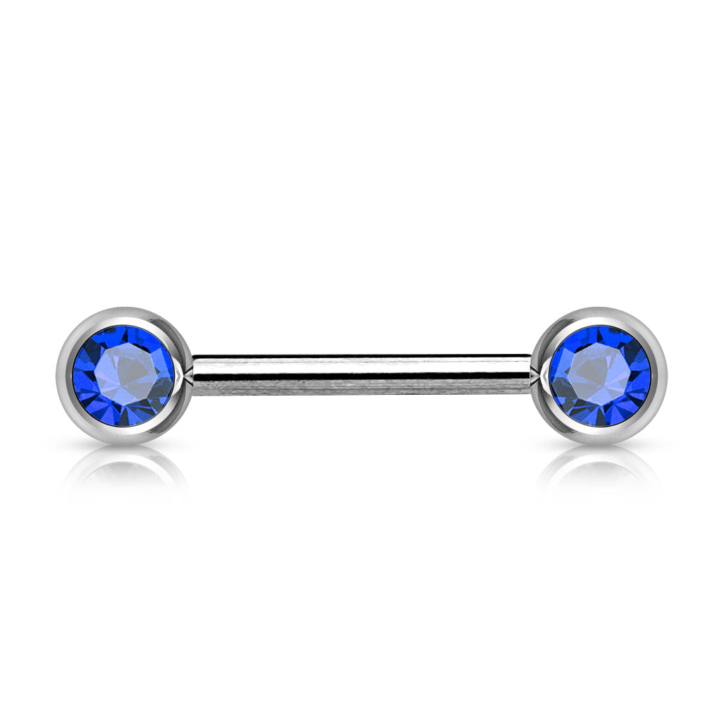 Double Front Facing Gem 316L Surgical Steel Barbell/Nipple Bar Barbell Skin Metals