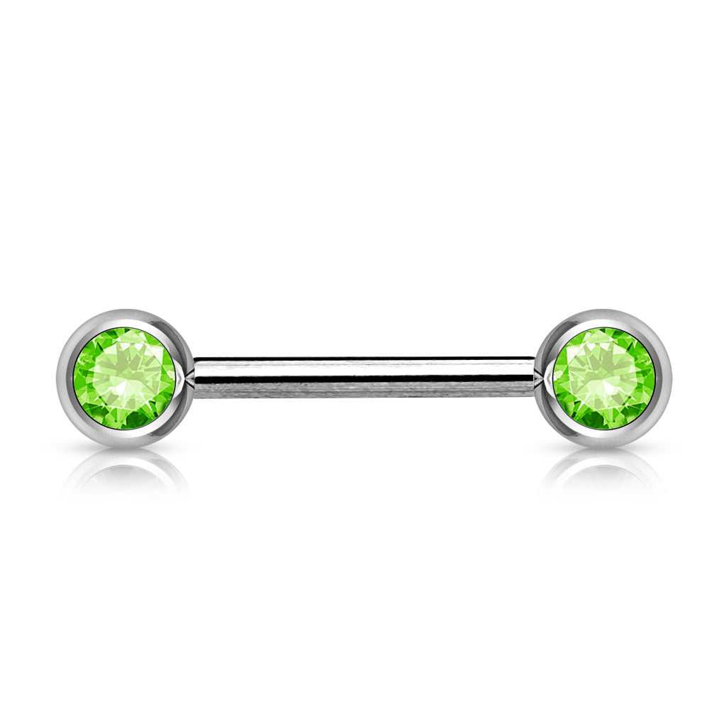 Double Front Facing Gem 316L Surgical Steel Barbell/Nipple Bar Barbell Skin Metals