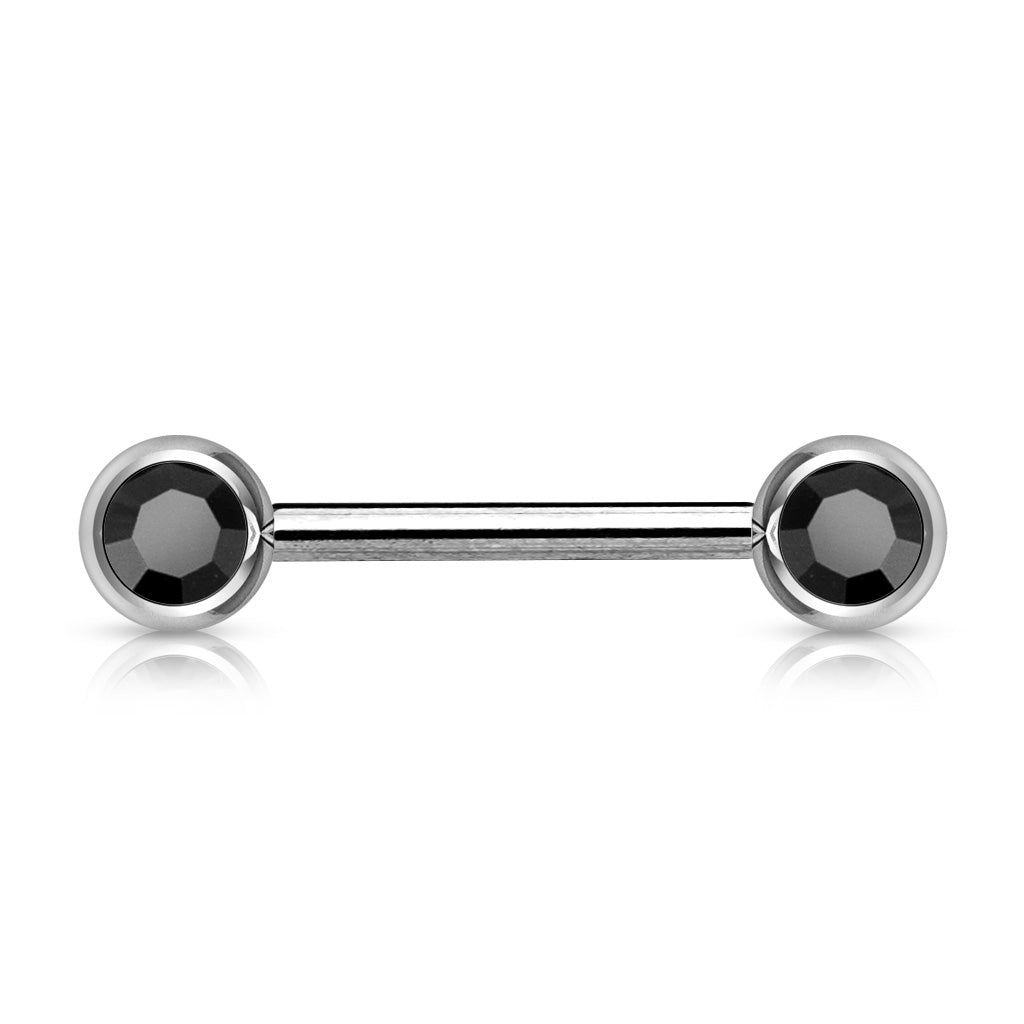 Double Front Facing Gem 316L Surgical Steel Barbell/Nipple Bar Barbell Skin Metals