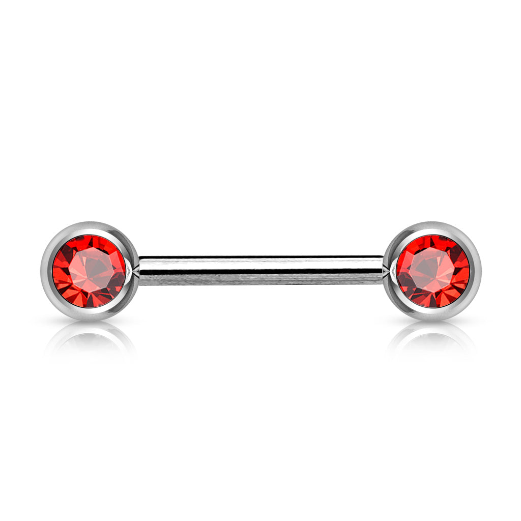 Double Front Facing Gem 316L Surgical Steel Barbell/Nipple Bar Barbell Skin Metals