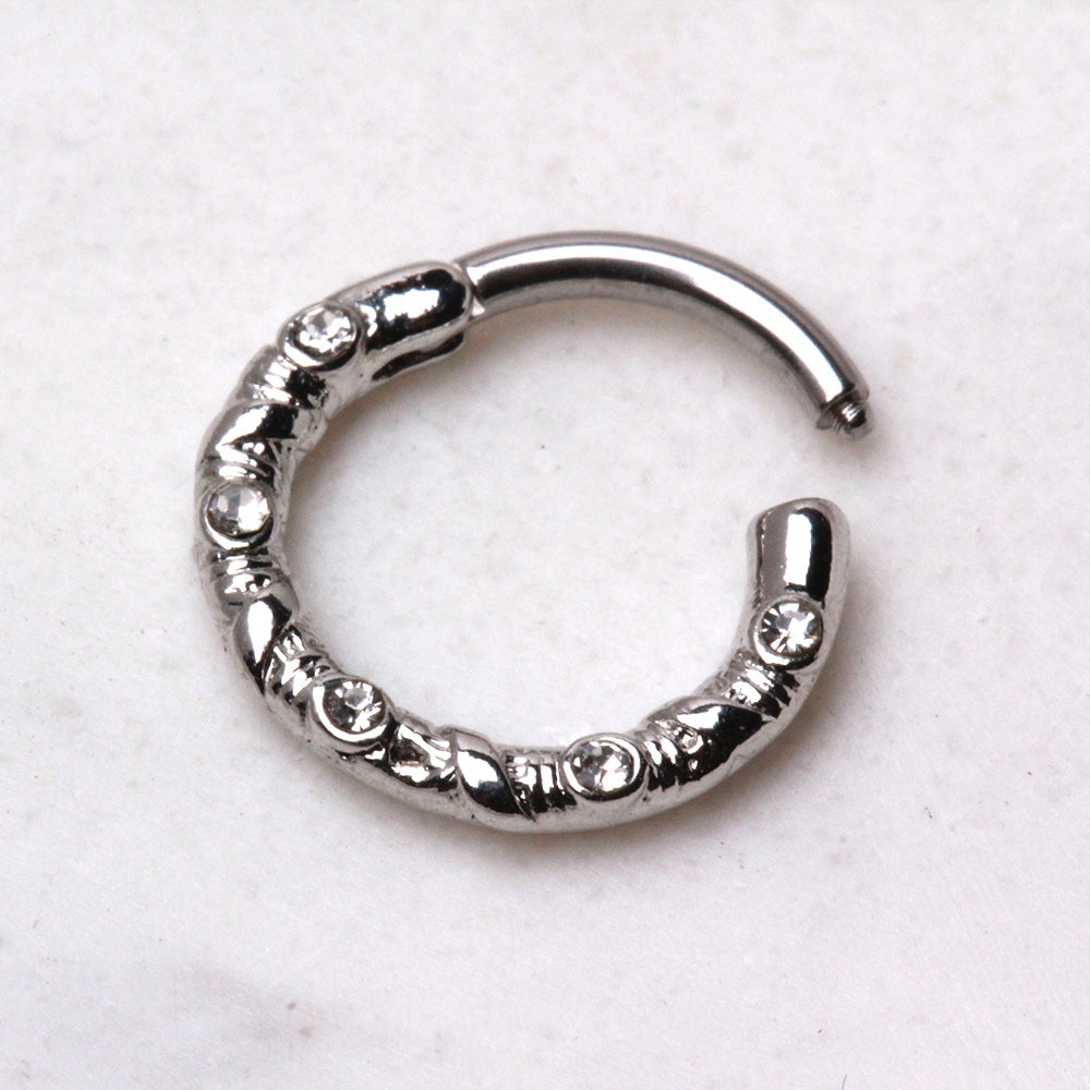 316L Stainless Steel Rope Design Multi-Jeweled Clicker Ring Cartilage Earring Skin Metals