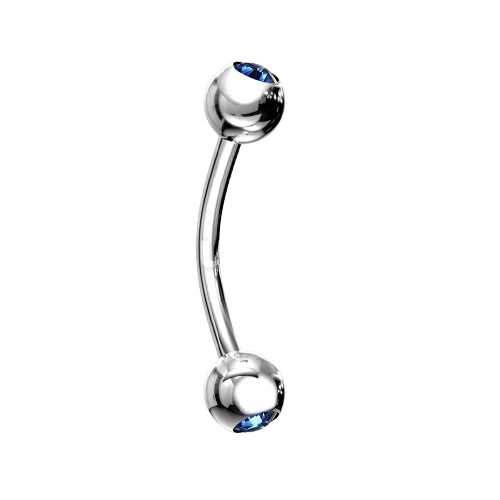 Press Fit Gem Ball On Both Side 316L Surgical Steel Curved Barbell Barbell Skin Metals