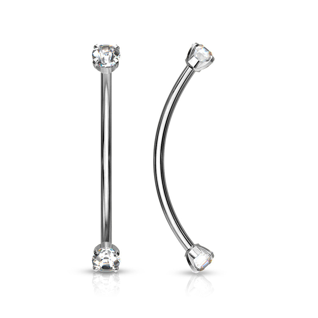 Surgical Steel Round CZ Ends for Snake Eye Piercings Curved Barbells Eyebrow Ring Skin Metals