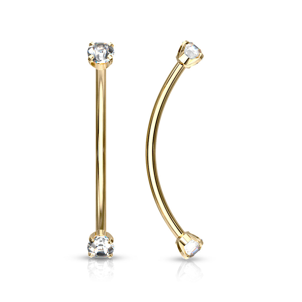 Surgical Steel Round CZ Ends for Snake Eye Piercings Curved Barbells Eyebrow Ring Skin Metals