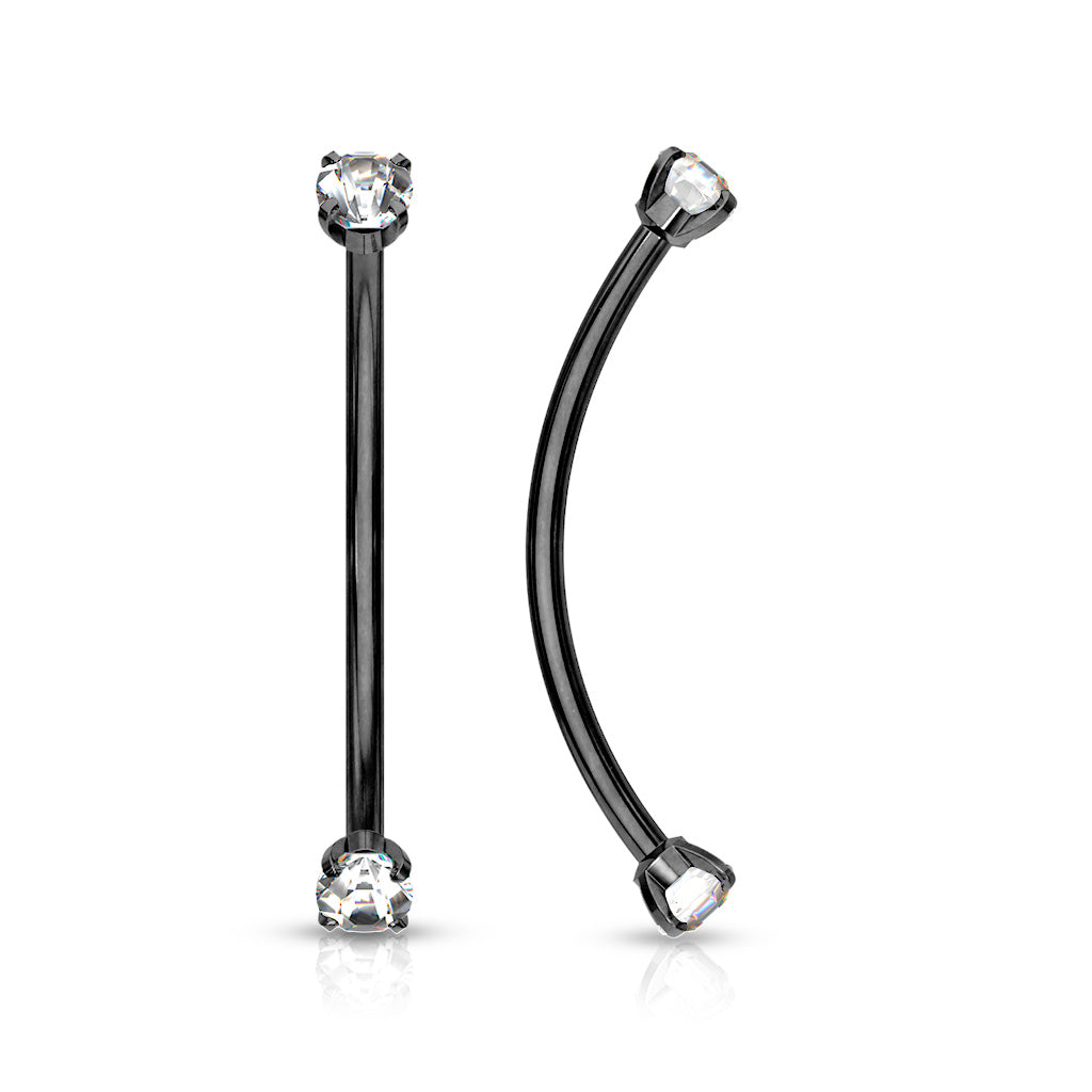 Surgical Steel Round CZ Ends for Snake Eye Piercings Curved Barbells Eyebrow Ring Skin Metals