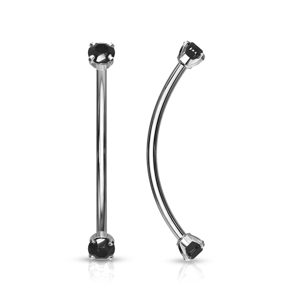 Surgical Steel Round CZ Ends for Snake Eye Piercings Curved Barbells Eyebrow Ring Skin Metals