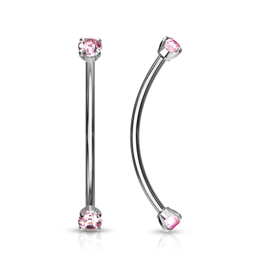 Surgical Steel Round CZ Ends for Snake Eye Piercings Curved Barbells Eyebrow Ring Skin Metals