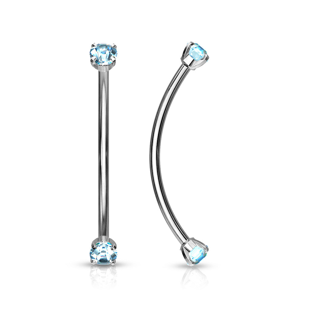 Surgical Steel Round CZ Ends for Snake Eye Piercings Curved Barbells Eyebrow Ring Skin Metals